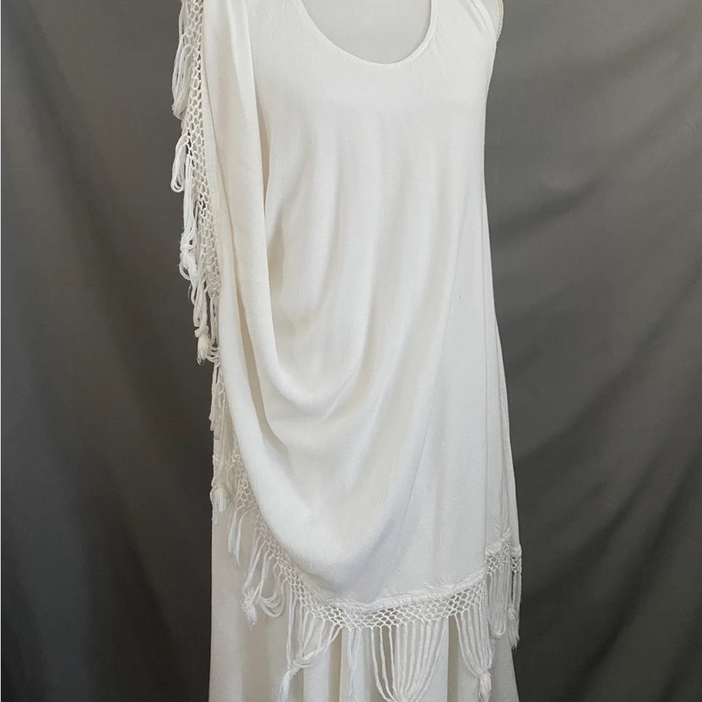 Elegant White Fringe Dress